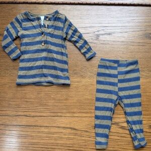 Lou Lou & Company Blue and Tan Striped Long Sleeve Set